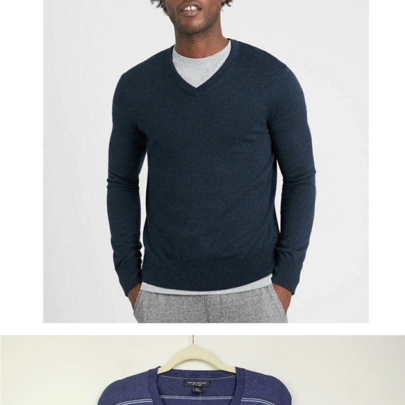 NWT $69 BANANA Republic Luxury Blend Pullover Sweater Heather Gray with Cashmere - Picture 5 of 15